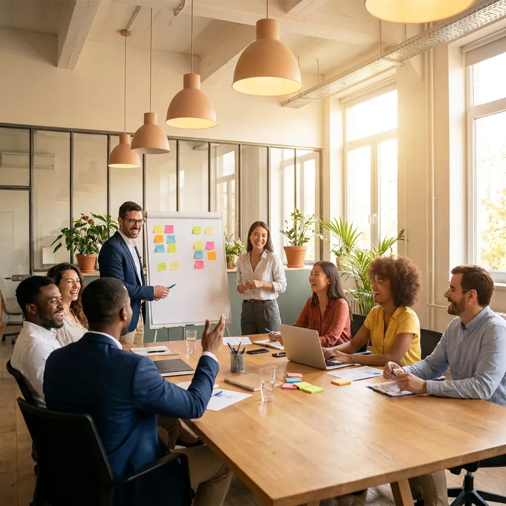 Zufriedenes Team im Arbeitsalltag