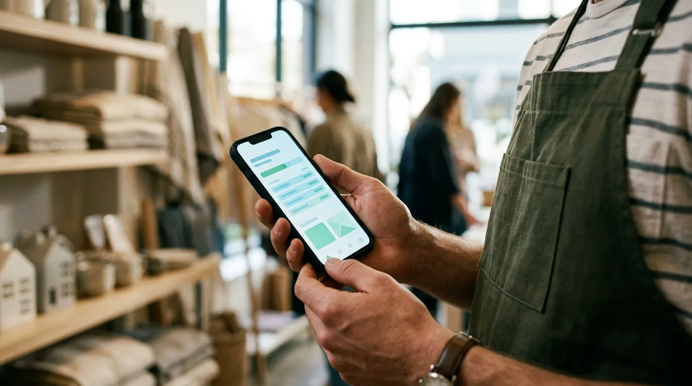 Aushilfe erfasst ihre Arbeitszeit per App und behält das 43-Stunden-Stundenbudget im Blick