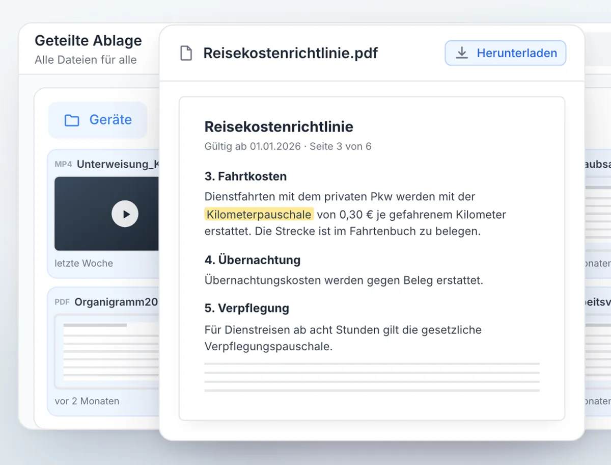 Teamanda: Dokument in der geteilten Ablage