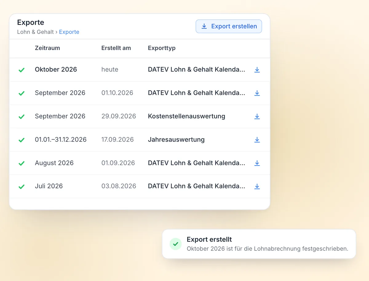 Teamanda: DATEV-Export der Lohndaten
